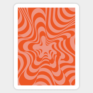 Abstract Groovy Retro Liquid Swirl Red Pattern Sticker